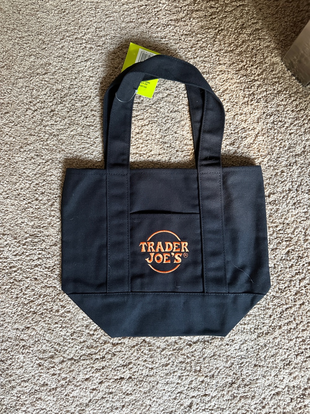 Trader Joe's Black Canvas Tote with Orange Logo